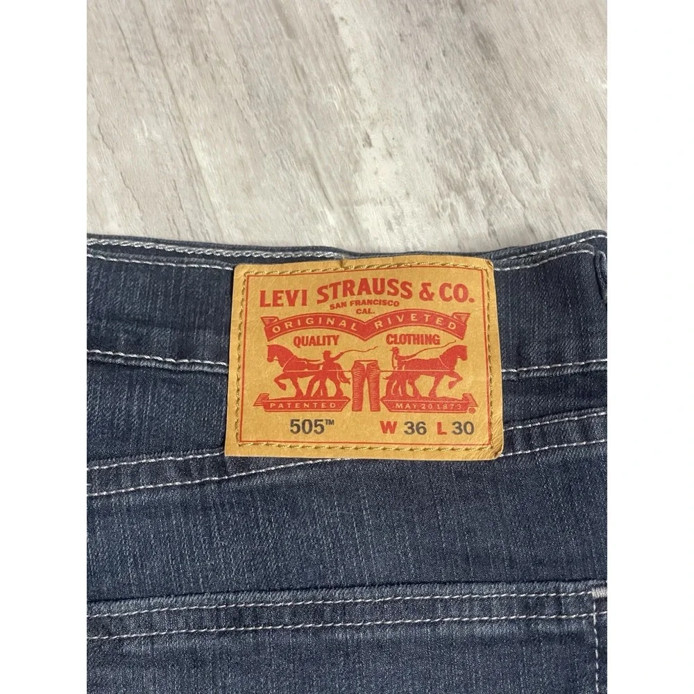 Levi's 505 Men's Denim Pants Mid Rise Regular FitStraight Blue Size 36 x 32 Bag6